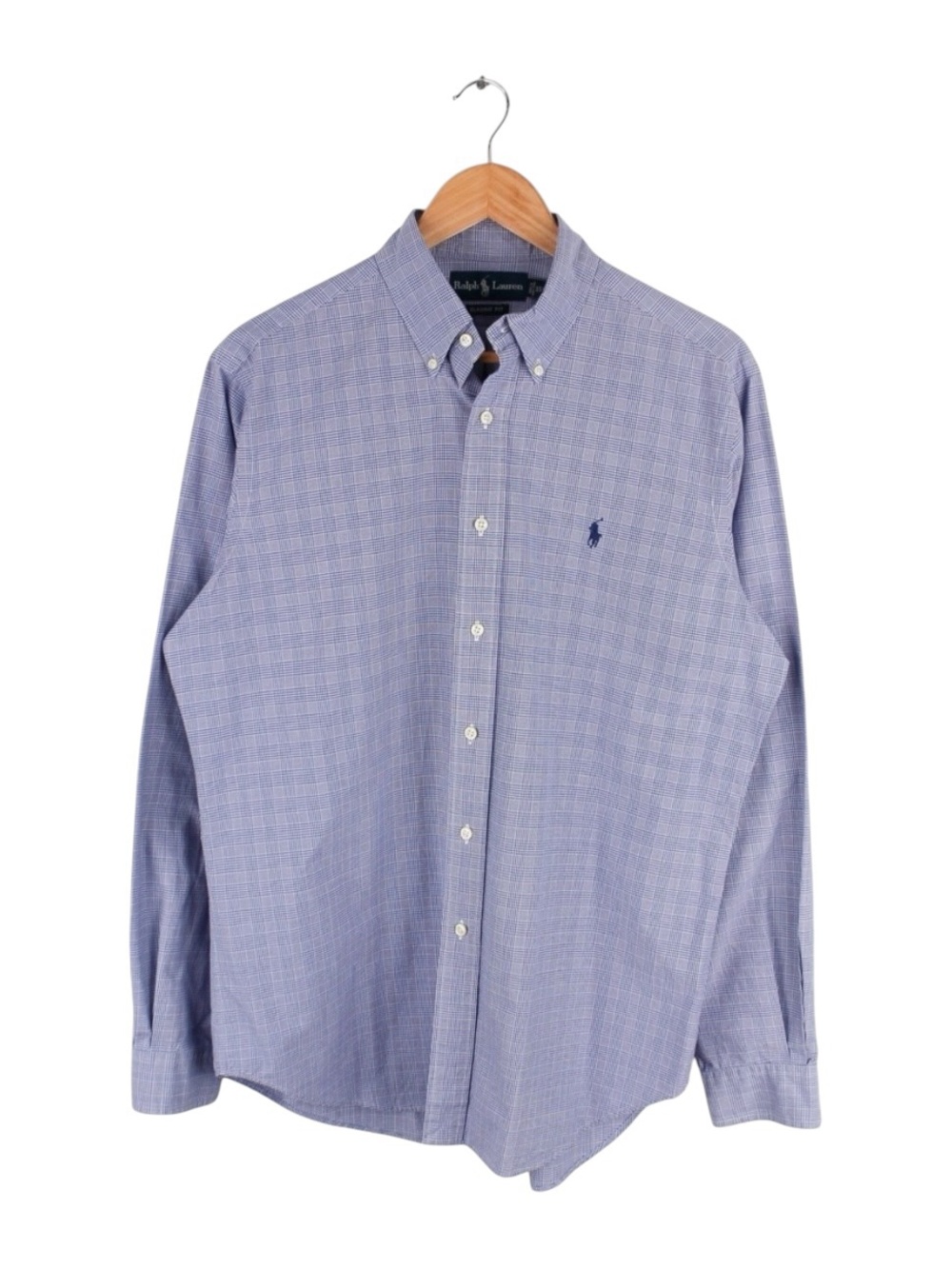 Ralph Lauren Classic Fit‎ Button Down Shirt Blue Check Plaid Men's 15.5 Medium